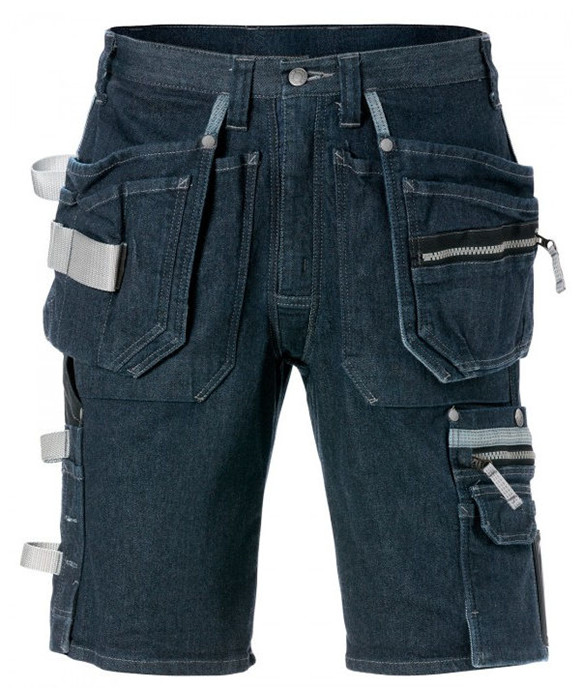 Se Kansas/Fristads Gen Y håndværker denim stretch shorts (Indigo) hos Specialbutikken