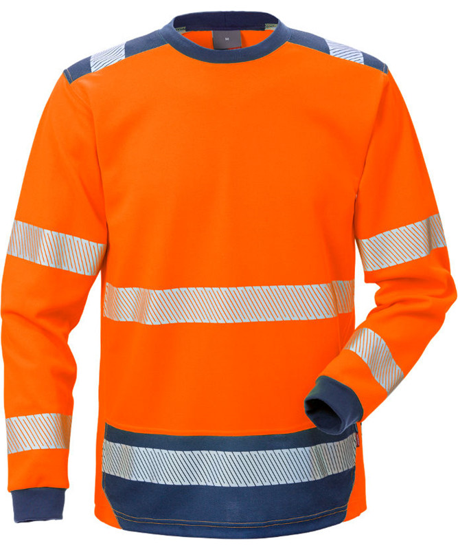 Kansas/Fristads Hi-Vis langærmet T-shirt kl. 3 (Hi Vis Orange/Marine, XS)