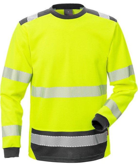 Kansas/Fristads Hi-Vis langærmet T-shirt kl. 3 (Hi Vis Gul/Marine, L)