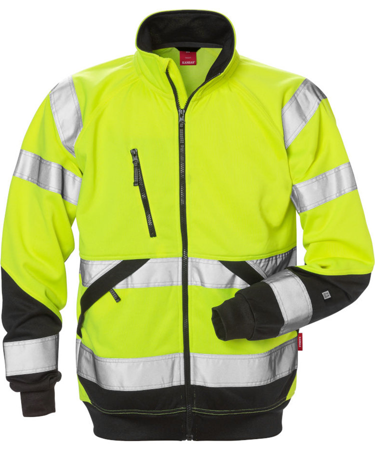 Kansas/Fristads H-Vis sweatjakke klasse 3 (Hi Vis Gul/Sort, 2XL)