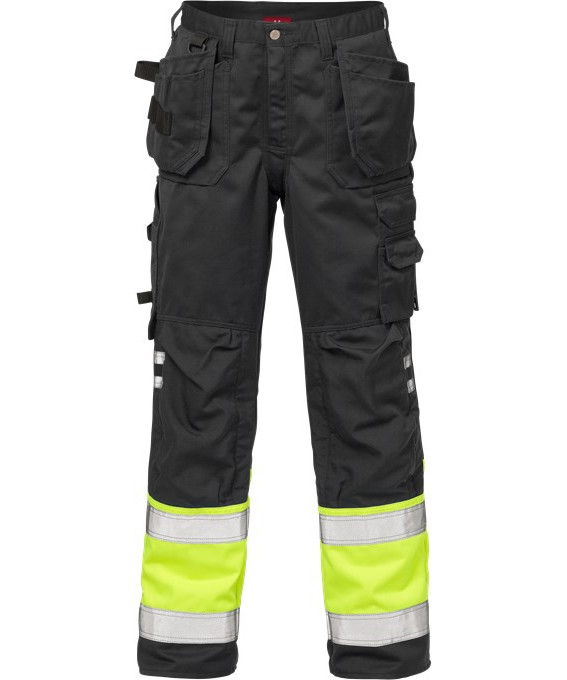 Billede af Kansas/Fristads Hi-Vis Craftsmen bukser - klasse 1 (Hi Vis Gul/Sort, 48) hos Specialbutikken