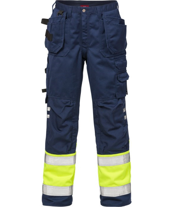 Kansas/Fristads Hi-Vis Craftsmen bukser - klasse 1 (Hi Vis Gul/Marine, 50)