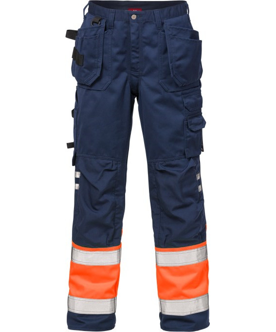 Kansas/Fristads Hi-Vis Craftsmen bukser - klasse 1 (Hi Vis Orange/Marine, 44)