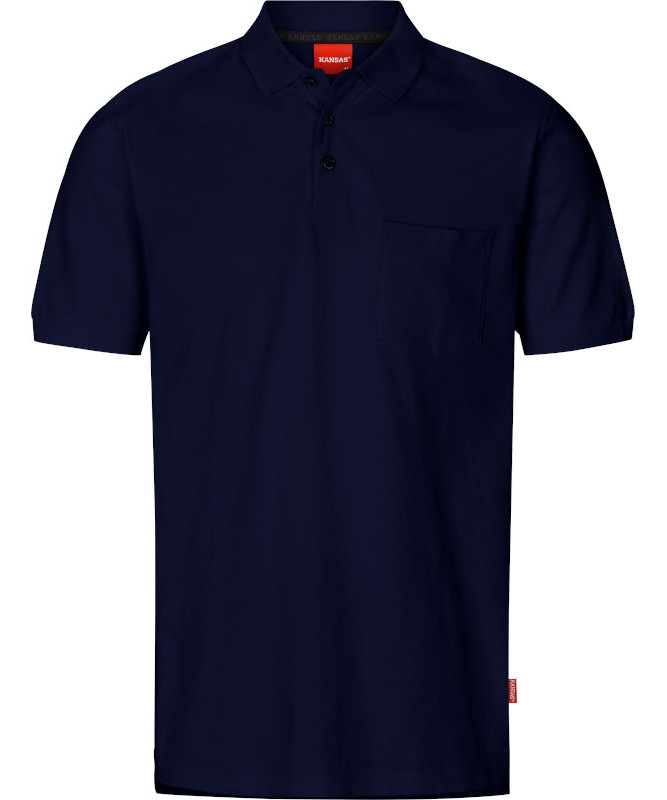Kansas/Fristads Apparel piqué bomulds poloshirt m/ brystlomme (Mørk Marine, 2XL)