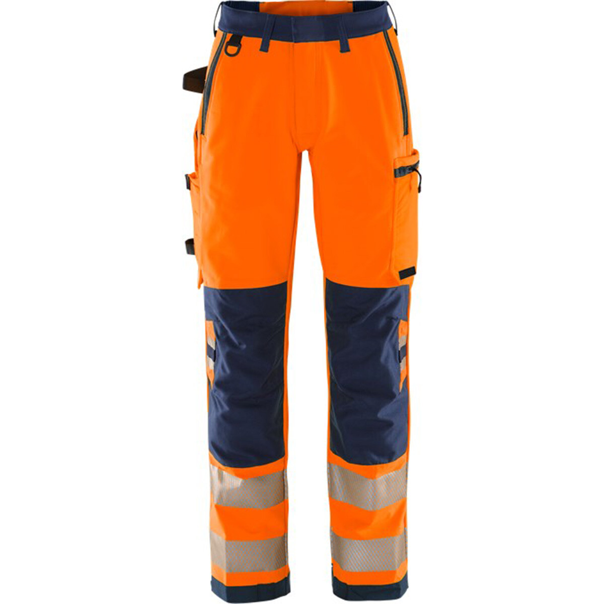 Se Kansas/Fristads HI VIS Green Stretchbukser Dame kl. 2 (Hi Vis Orange/Marine, 34) hos Specialbutikken