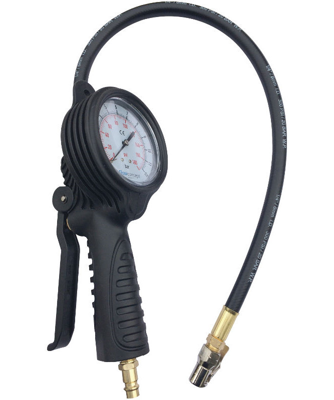 Flowconcept pumpepistol 0-12bar med gummihus, til bil, traktor m.m. med manometer & 500mm slange