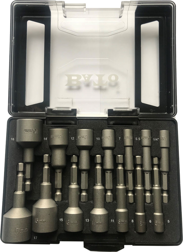 Bato boltbitssæt magnet 1/4" - 14 dele