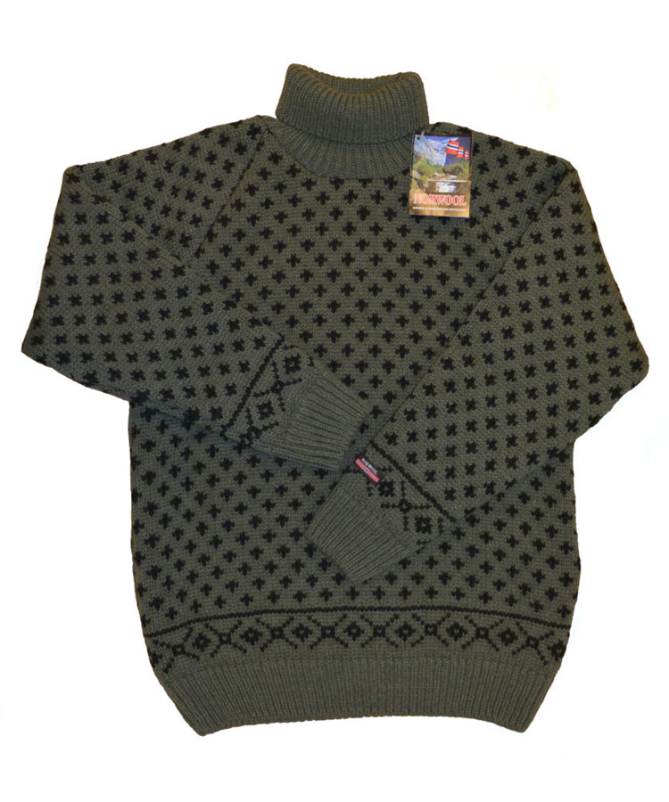 Se Norwool islandsk sweater m/ rullekrave (L) hos Specialbutikken