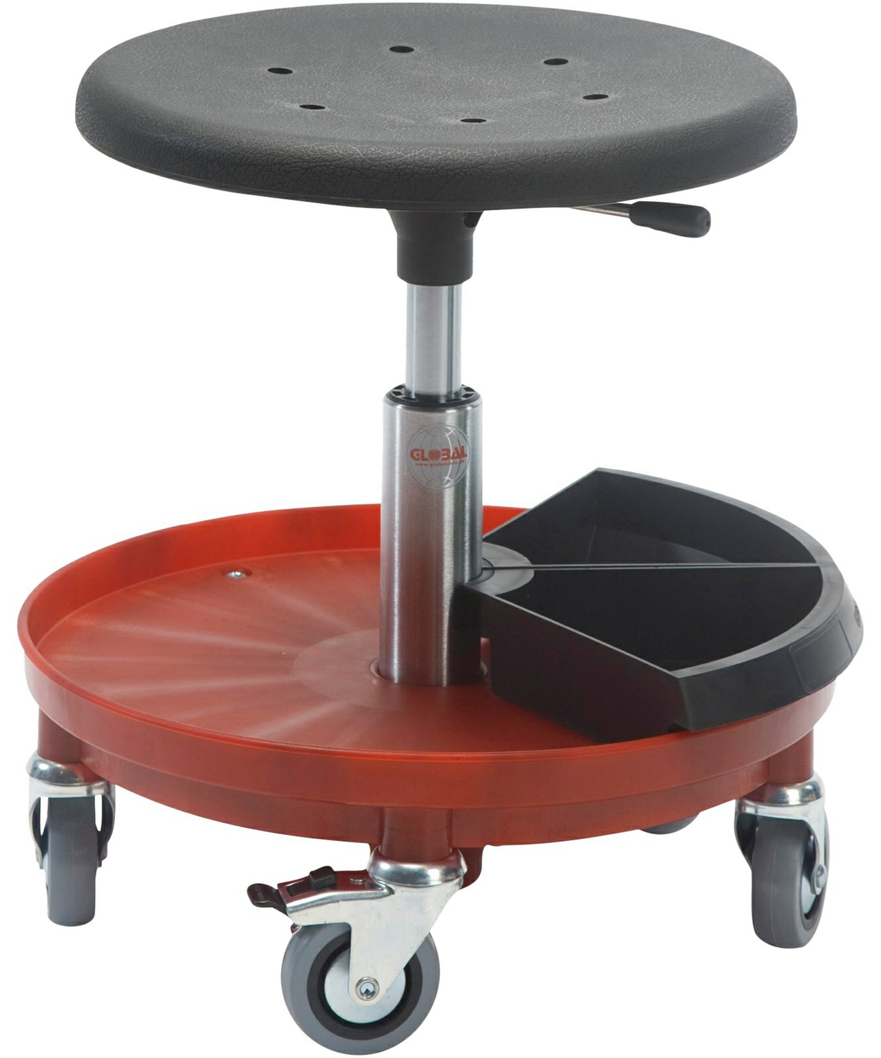 Global Montørstol sigma 400p med base i slagfast plast og sæde i polyurethan-skum