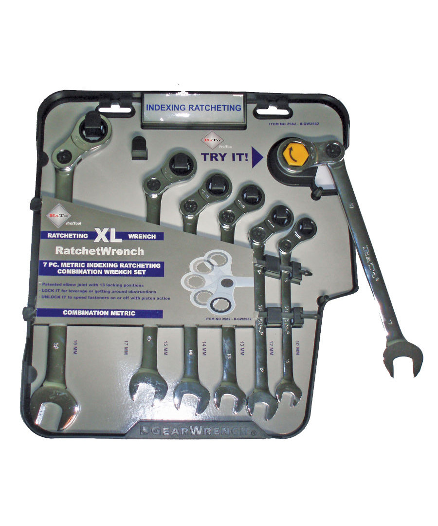 BaTo Index ringskraldenøglesæt 10-19 mm - 7 dele.