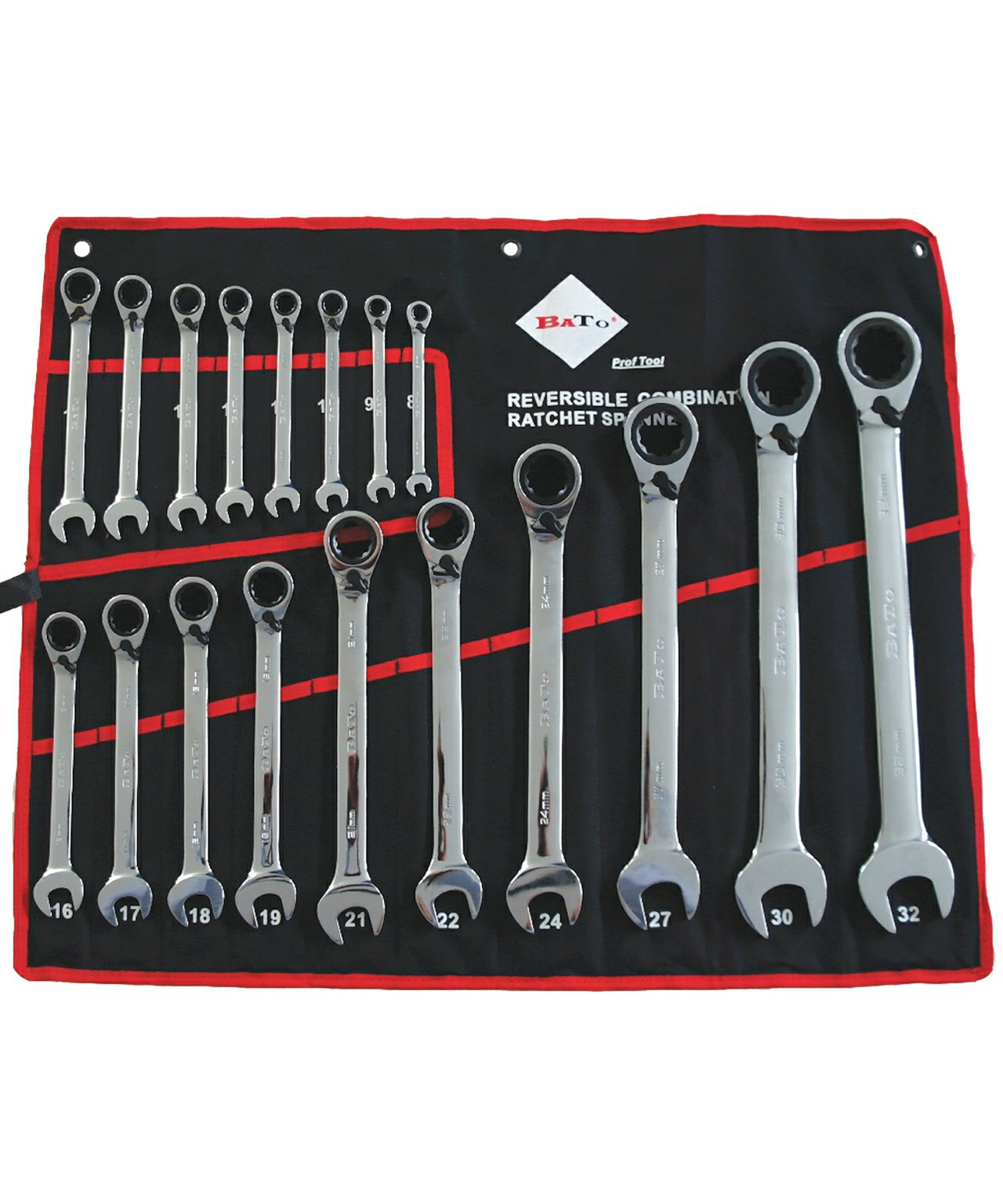 BATO Ringskraldenøglesæt 8-32mm. 18 dele.