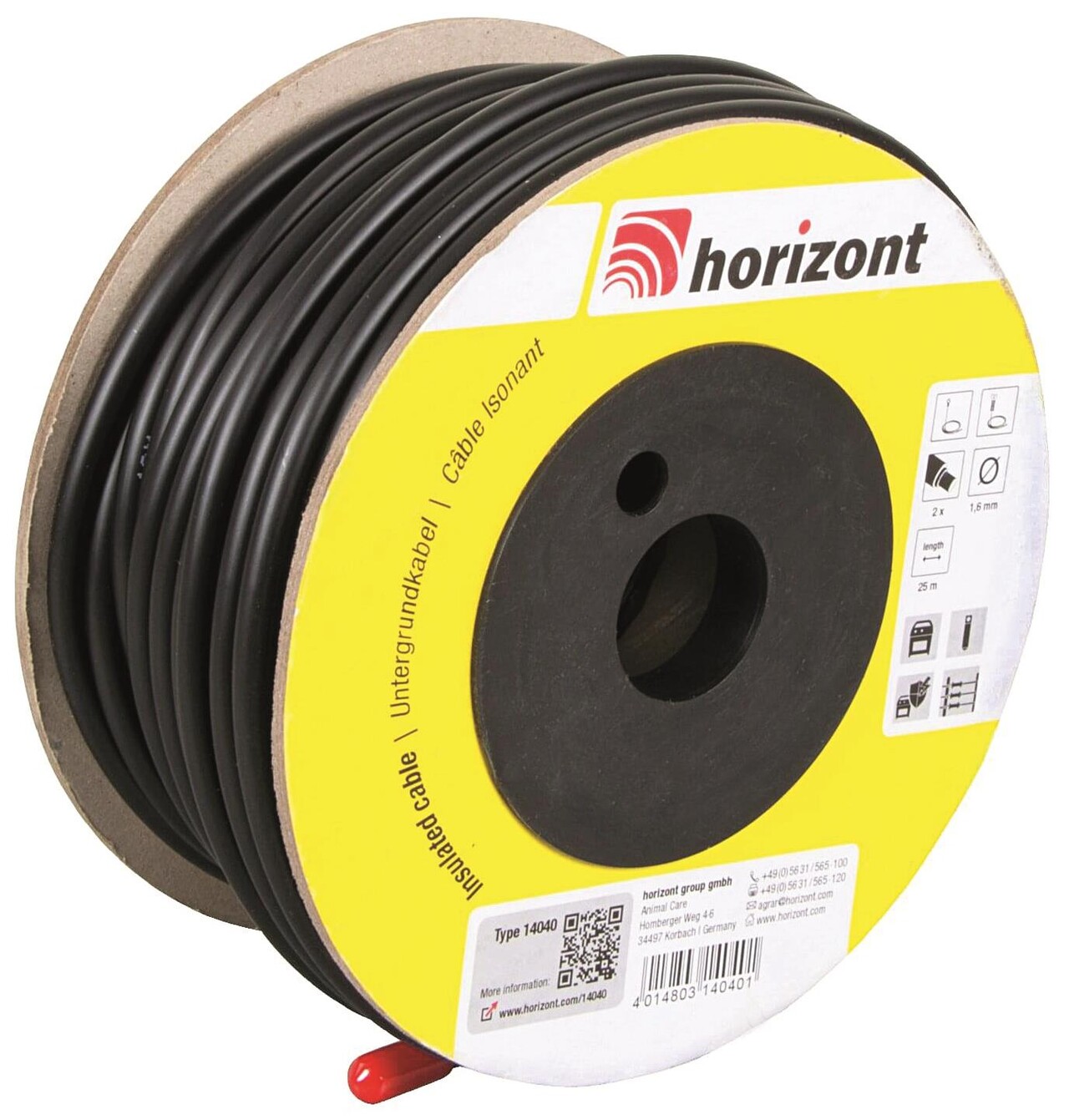 Horizont Jordkabel Isol. 1,6 mm - 25 m