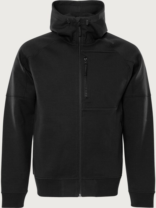 Kansas/Fristads Hooded Sweat Jakke (Sort, L)