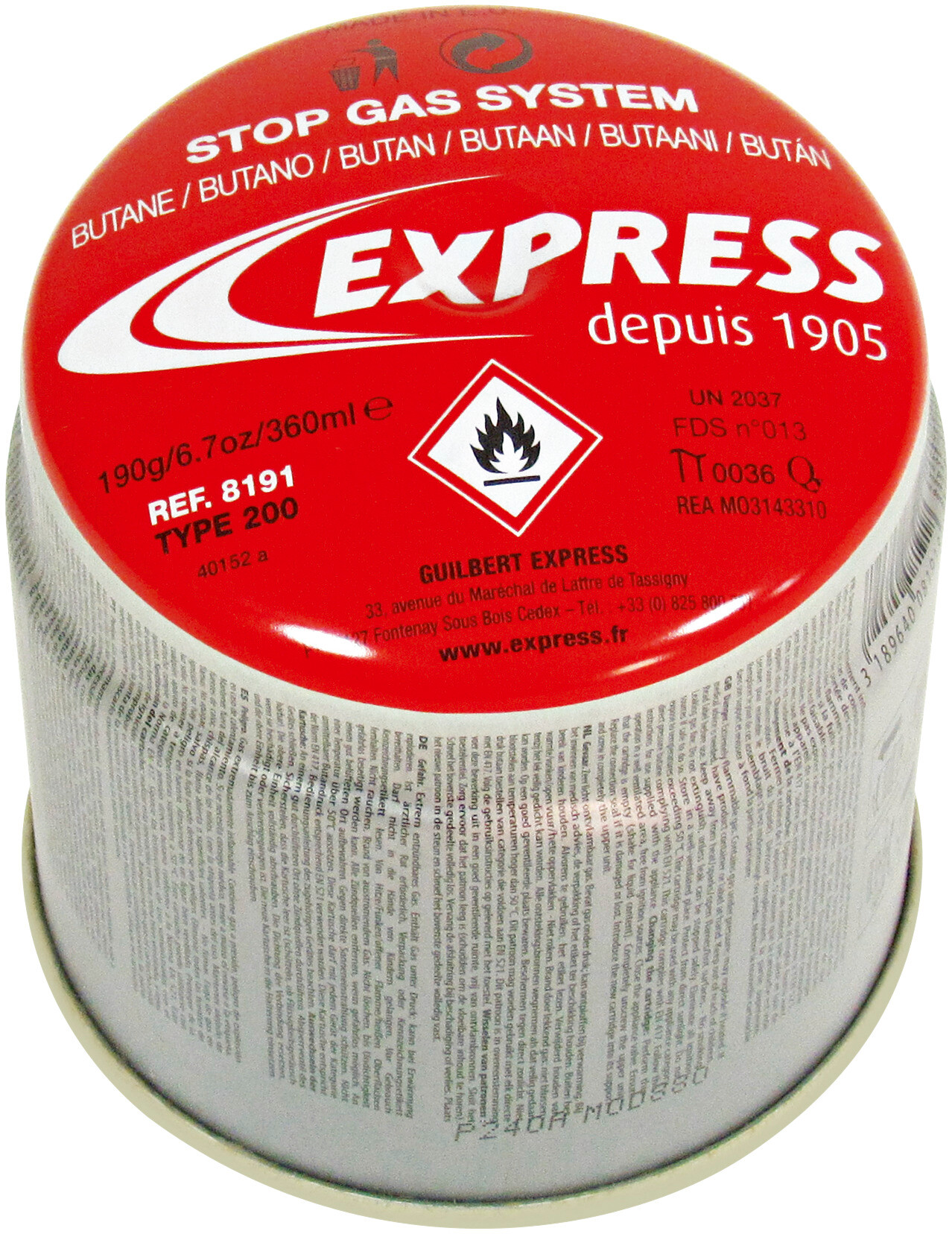 Express Gasdåse m/Stop gas system - 190 g/360 ml