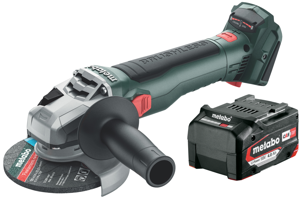 Metabo Akku Vinkelsliber W 18 LT BL 11-125 + 1 Stk. 18V/4,0 Ah Batteri
