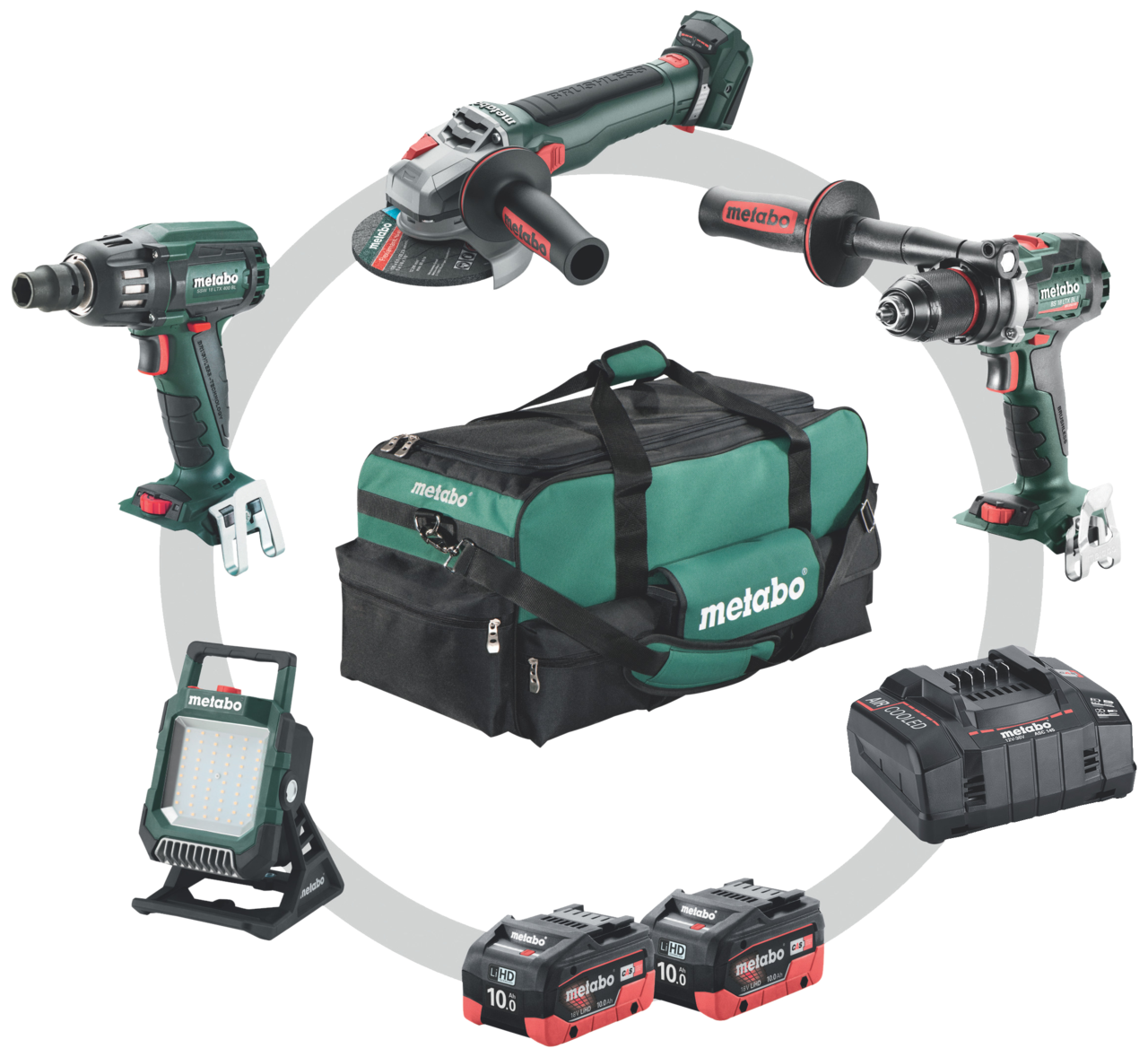 Combo-sæt 4.3.2 18V: 4 maskiner + 2 batterier