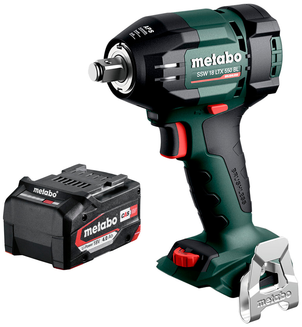 Metabo Slagnøgle SSW 18 LTX 550 BL + 18V 4,0 Ah Batteri