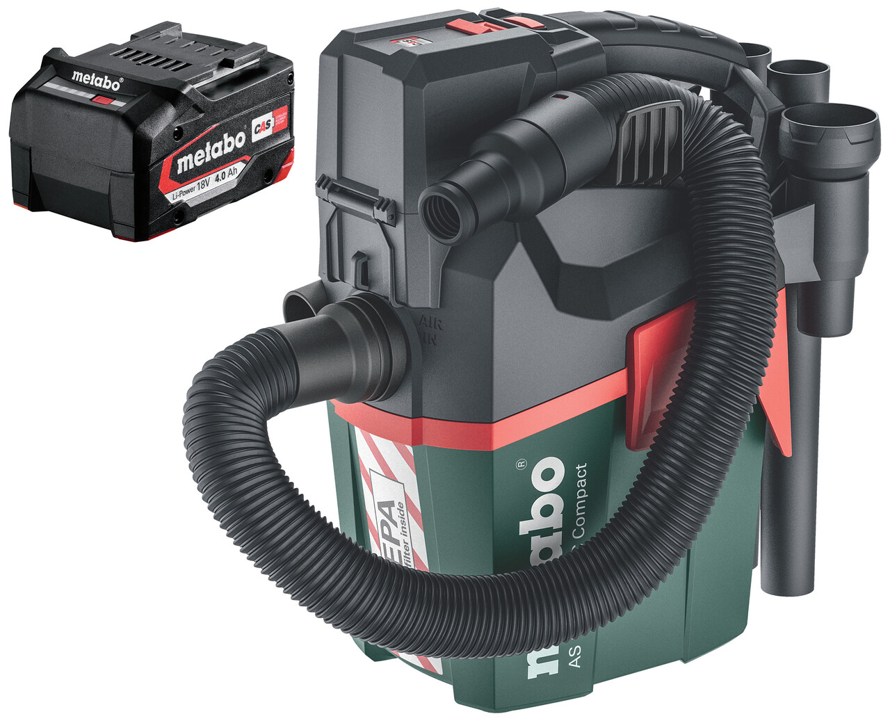 Metabo Akku Støvsuger AS 18 HEPA PC + 18V 4,0 Ah Batteri