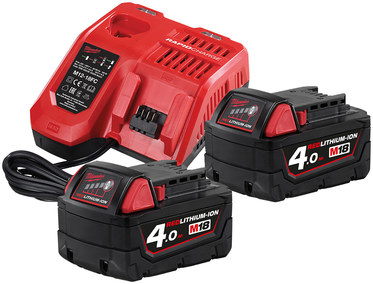 Batteripakke NRG-402, 2Ã18V/4,0Ah + lader M12-18FC