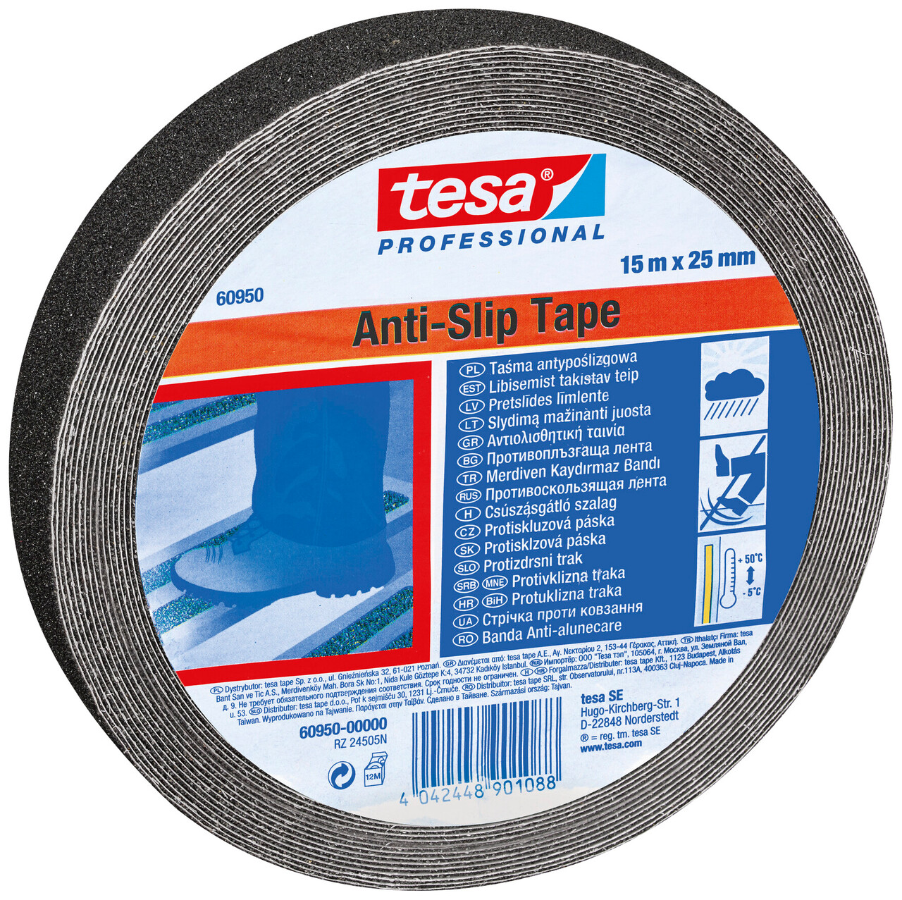 Tesa Skridsikker Tape 25 MM Sort