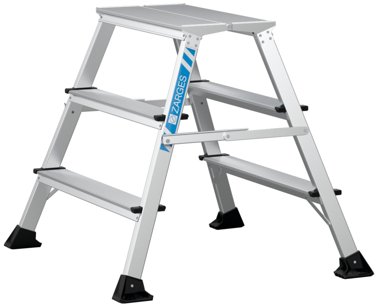 Zarges arbejdsbuk 0,70m - H = 0,74m platform 600x300 2HF trindybde 90 mm. Eloxeret