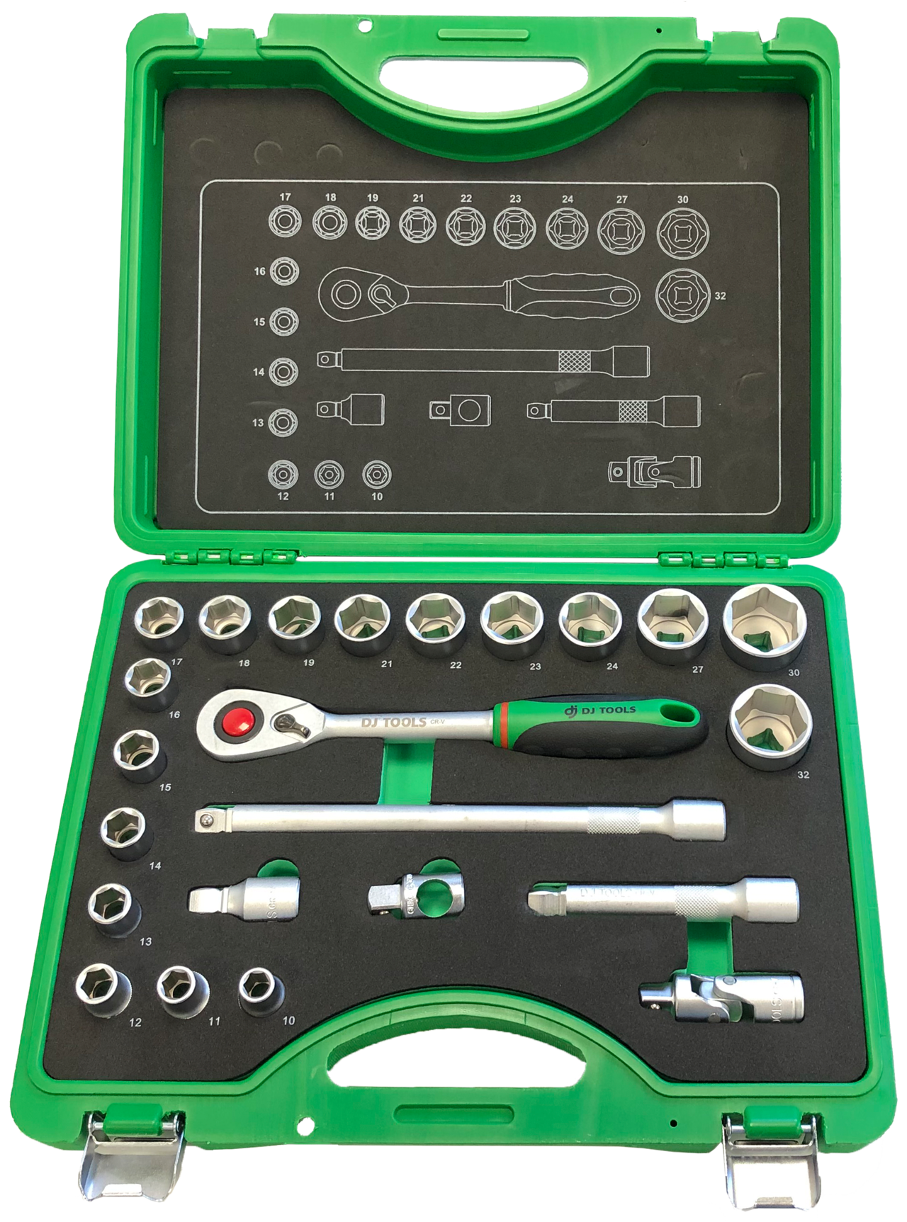DJ Tools 1/2" Topnøglesæt m/ 23 dele billede
