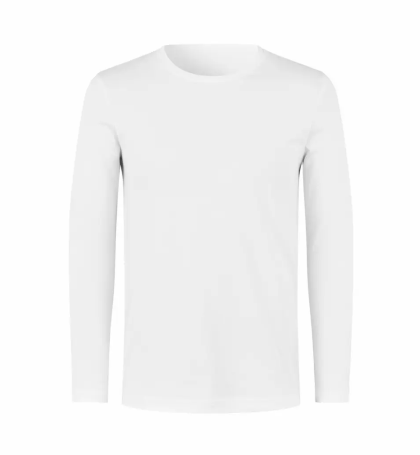 Interlock langærmet T-shirt (Hvid, XL)