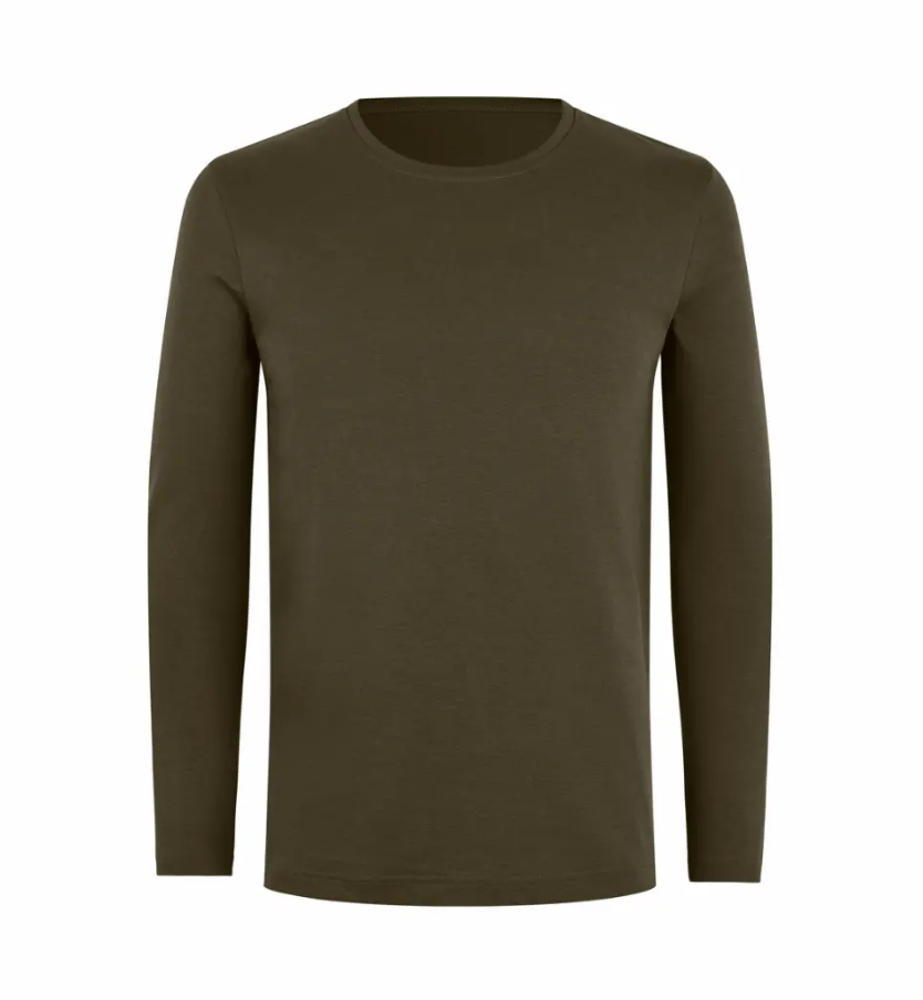 Interlock langærmet T-shirt (Oliven, M)