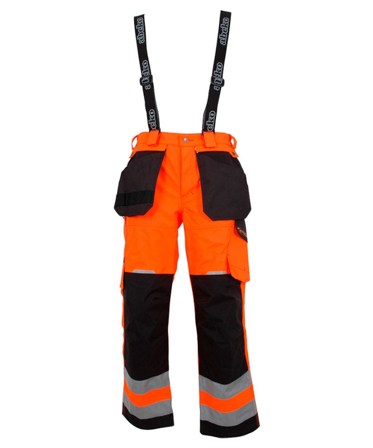 Ocean bo Hi-Vis arbejdsregnbukser (Hi Vis Orange/Sort, M)