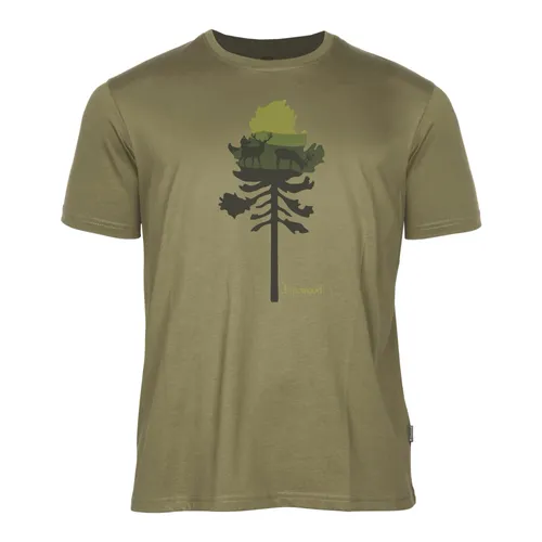 Pinewood Finnveden Recycled Outdoor T Shirt Herre Olive Mel Pine Tree