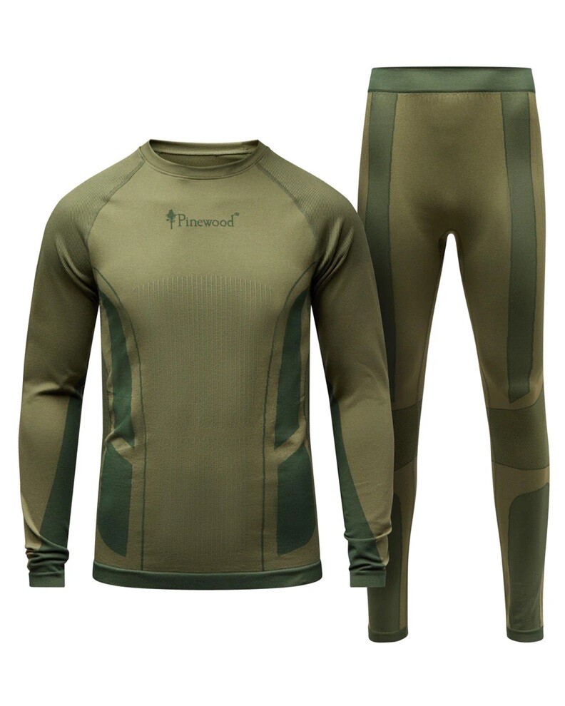 Pinewood Seamless Function Base Layer Sæt (Olive Green, M/L) billede