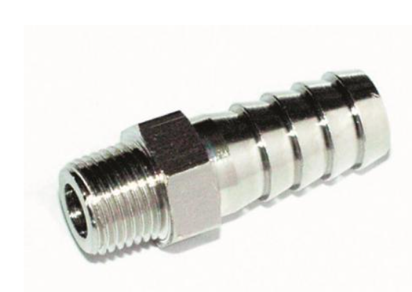 Flowconcept slangestuds 3/8''x6mm udvendigt gevind, til luft/fedt, forn. mess.