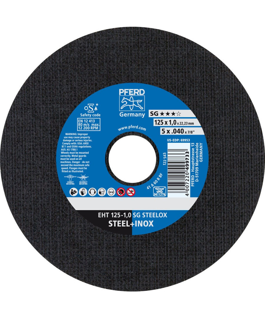 Pferd skæreskive Ø125 1,0 EHT SG-INOX