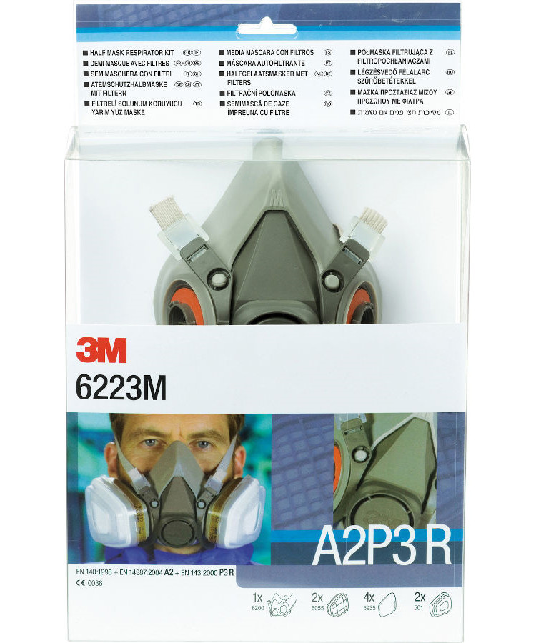 3M Halvmaske 6223M Startsæt m/ 6000 Halvmaske str. M og A2 + P3 Filtre billede