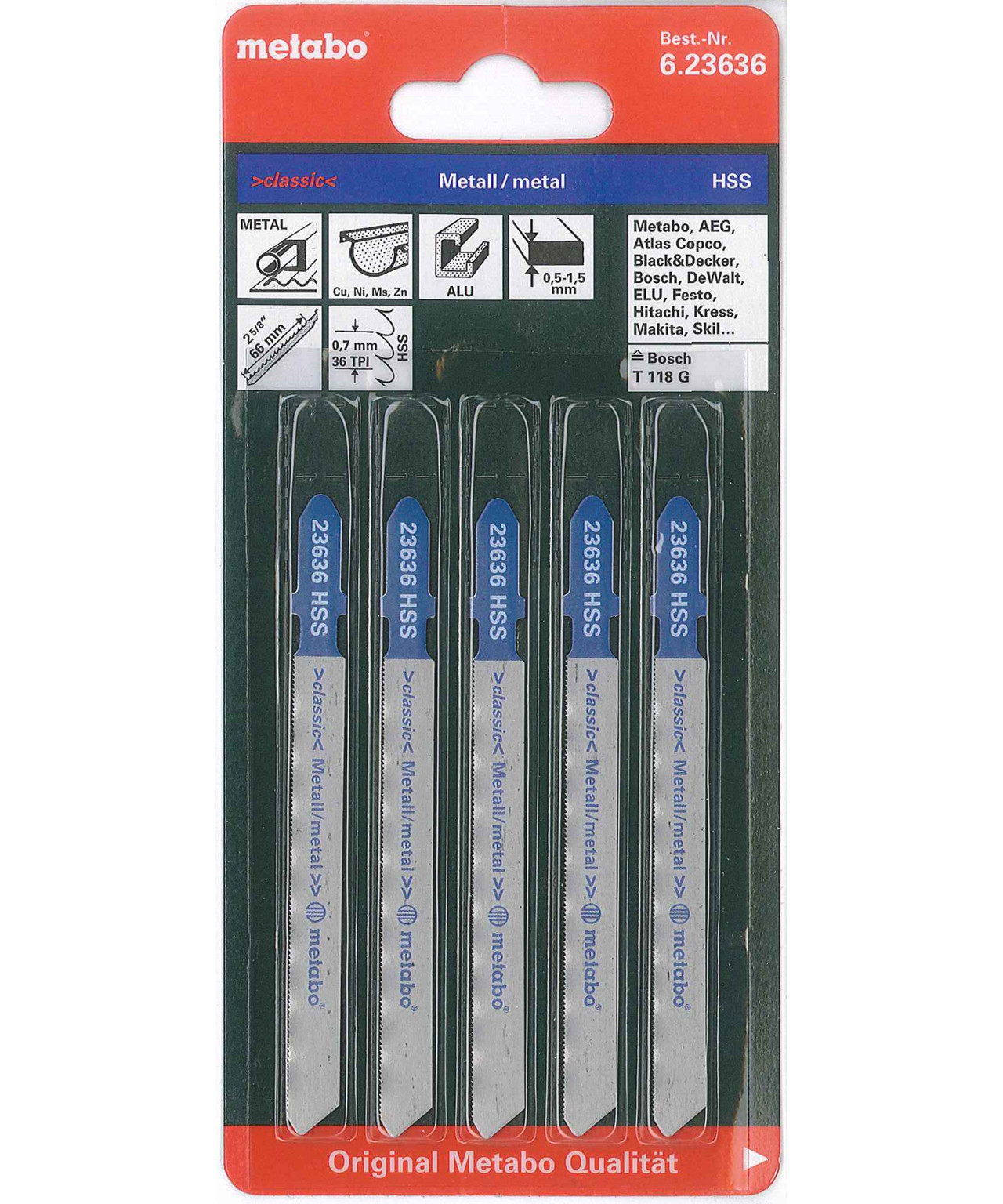 Metabo stiksavsklinger 5 stk. 66 mm til metal billede