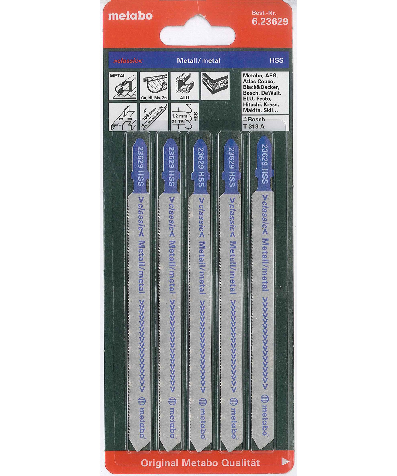 Metabo stiksavsklinger 5 stk. 106 mm til metal billede