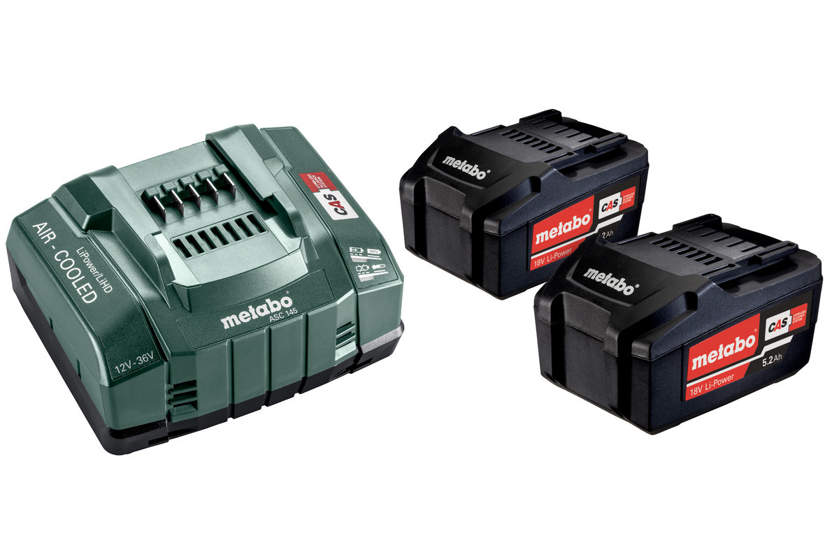 Metabo 18V batterisæt m/ 2 stk 5,2 Ah Li-Power + oplader billede