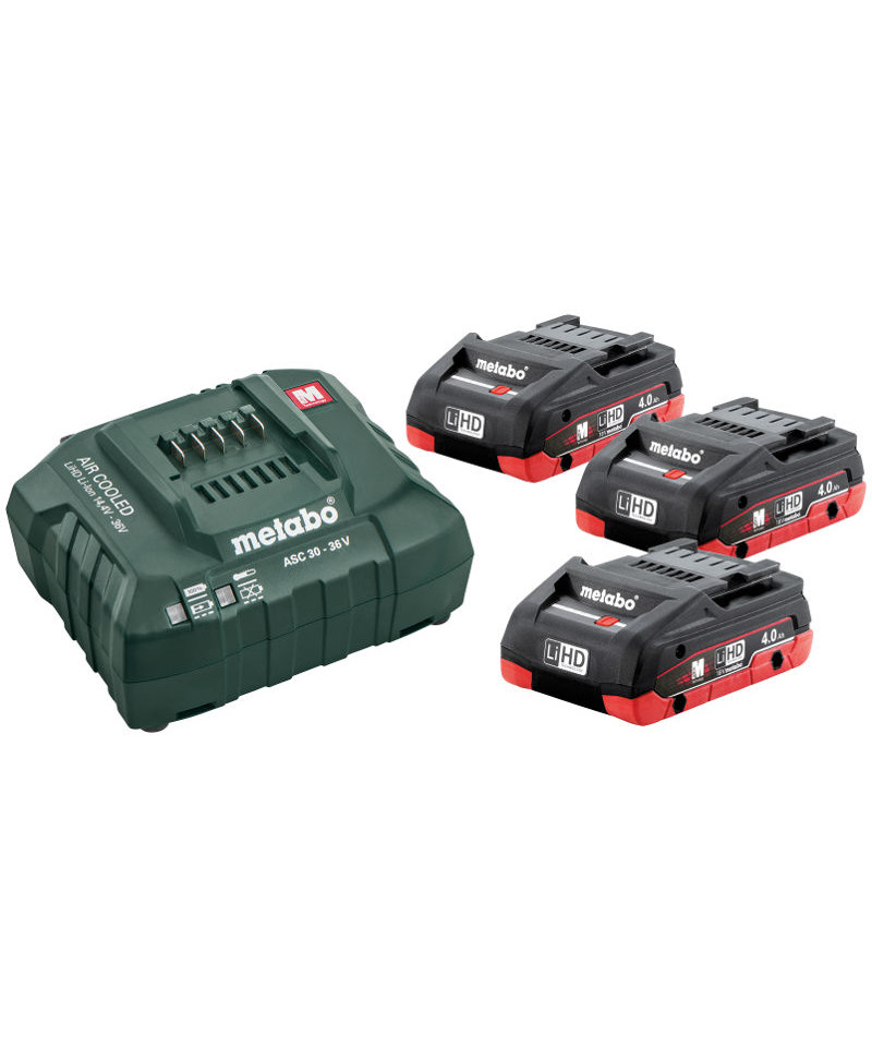 Metabo 18V batterisæt m/ 3 stk. 4,0Ah LiHD batterier + oplader billede