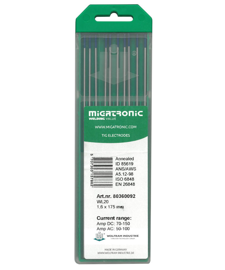 Migatronic Wolframelektrode Wl2 Blå Ø1 6 Mm 10 Stk.