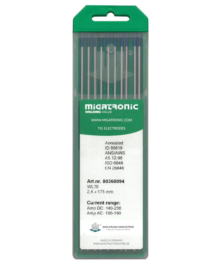 Migatronic Wolframelektrode Wl2 Blå Ø2 4 Mm 10 Stk.