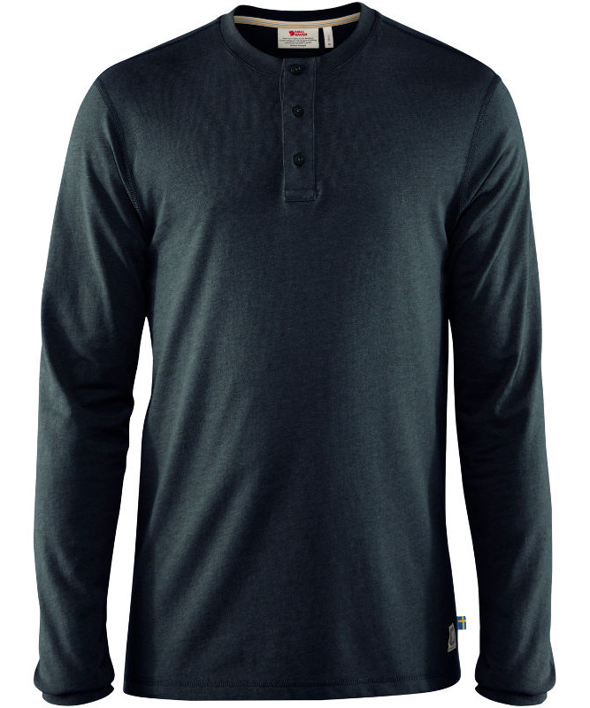 Fjällräven Greenland Re-Cotton Buttoned LS trøje (Dark Navy, S)