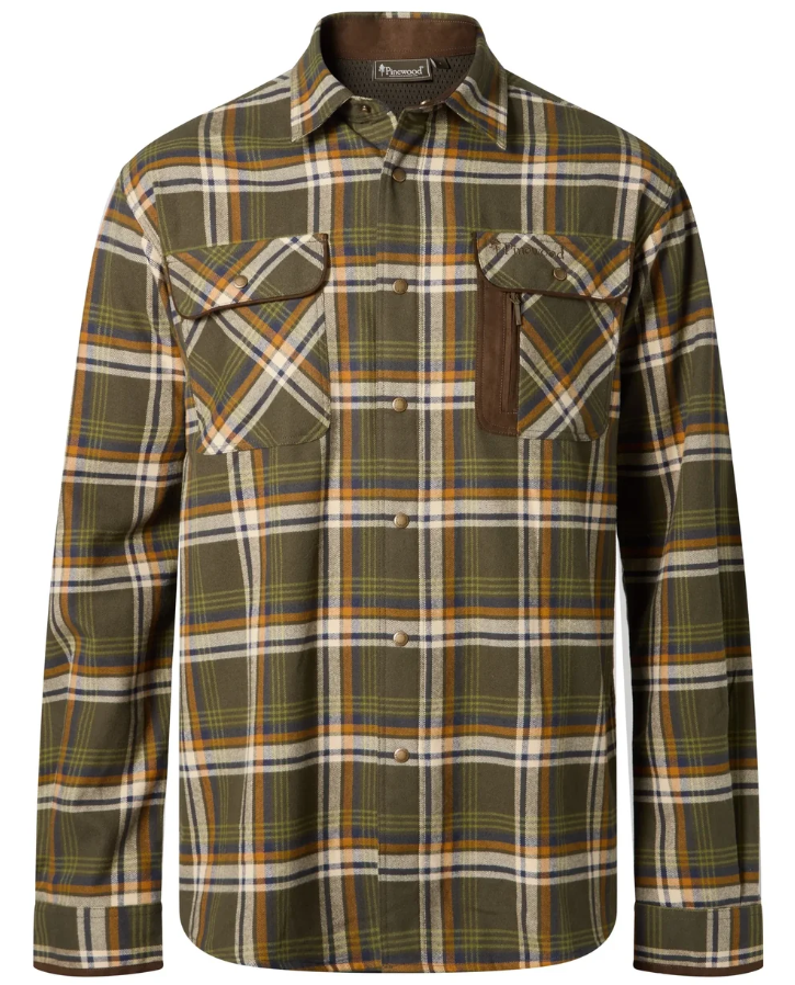 Pinewood Cornwall Shirt (Moss Green/L.Khaki, 2XL)