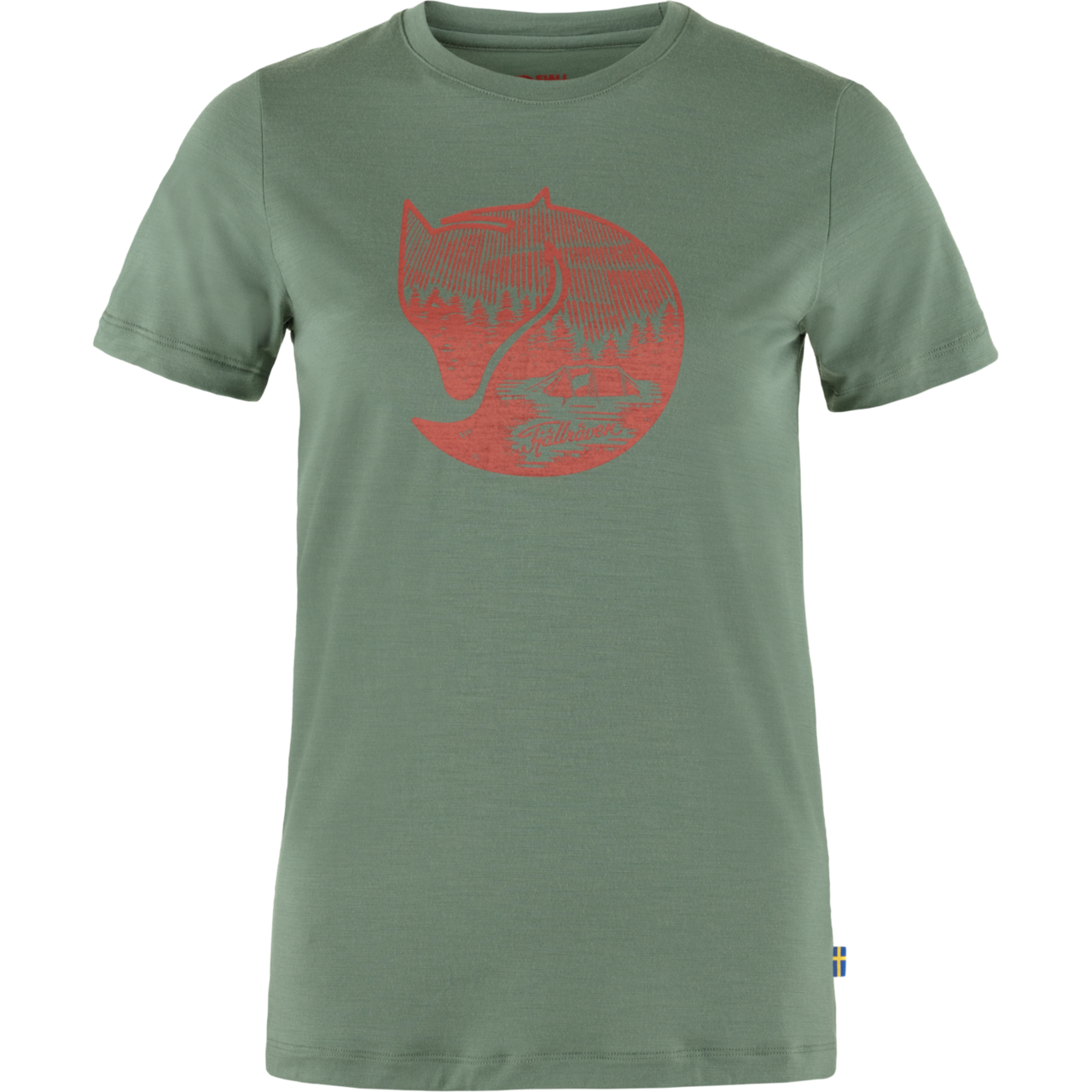 Fjällräven Abisko Wool Fox T-shirt W (Patina Green/T.Brown, L)