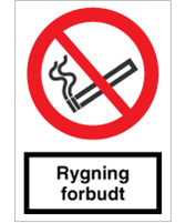 Forbudsskilt - Rygning forbudt - selvkl. 210x148 mm