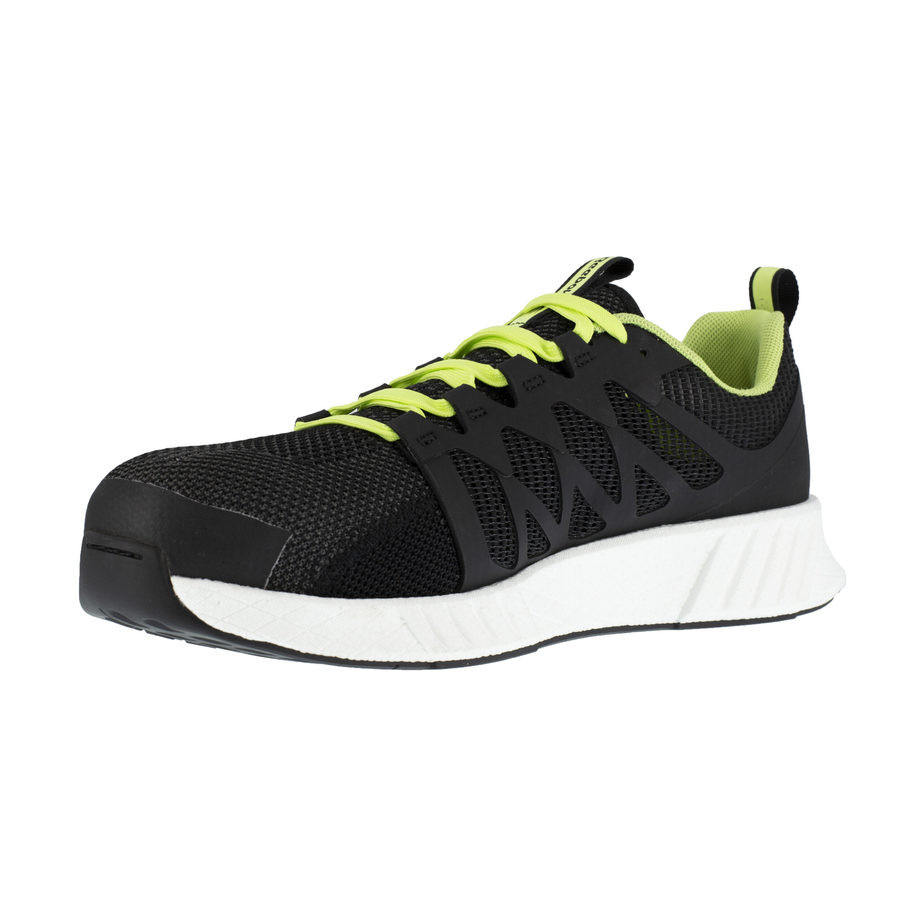 Se Reebok Fusion Flexweave sikkerhedssko S1P ESD (Black/Lime/White, 45) hos Specialbutikken