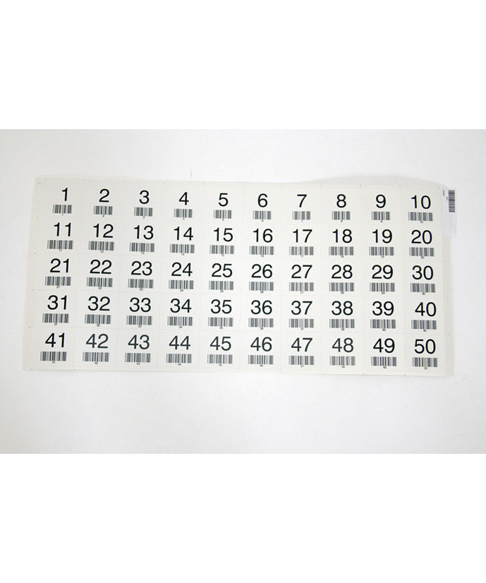Burnumre med stregkoder 1-2000 (1-50)
