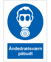 Påbudsskilt - Åndedrætsværn Påbudt - Plast 297x210 mm