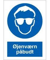 Påbudsskilt - Øjenværn påbudt - plast 210x148 mm