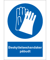 Påbudsskilt - Beskyttelseshandsker påbudt - plast 210x148 mm