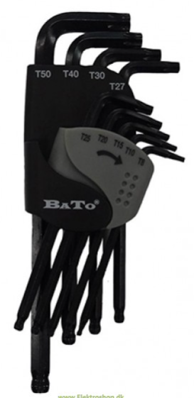 Se BATO Stiftnøglesæt m/kugle TX8-50 9 dele hos Specialbutikken